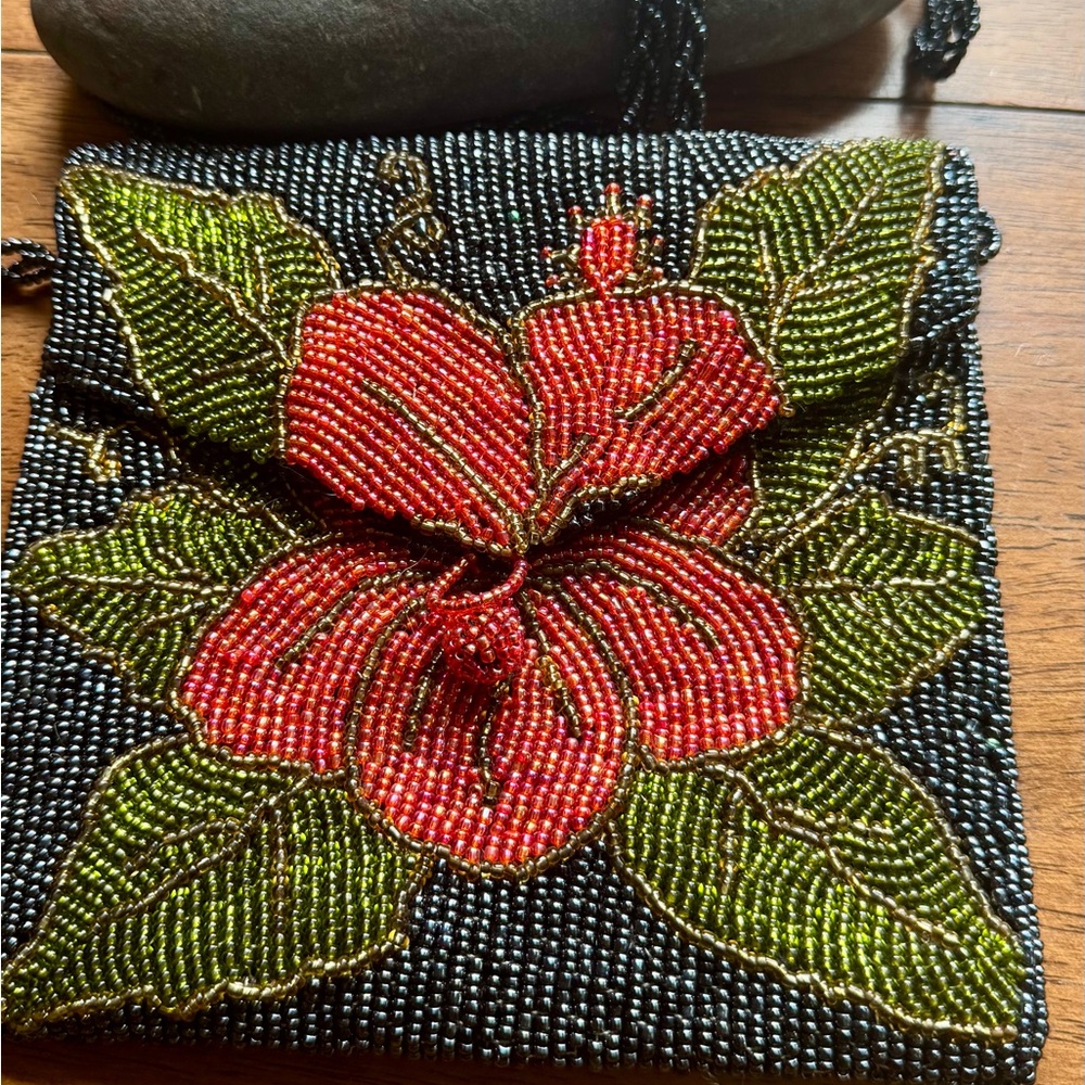 Small Beaded Floral Pouch